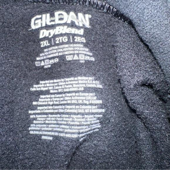 Men’s black Gildan sweatshirt hoodie with ROUGHNECK on front sz 2XL - Picture 5 of 5